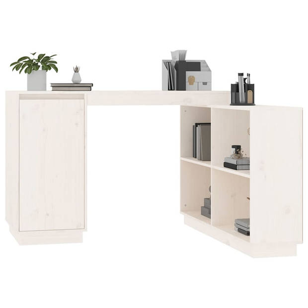 The Living Store Bureau Computer - Wit - 110 x 50 x 75 cm - Massief grenenhout