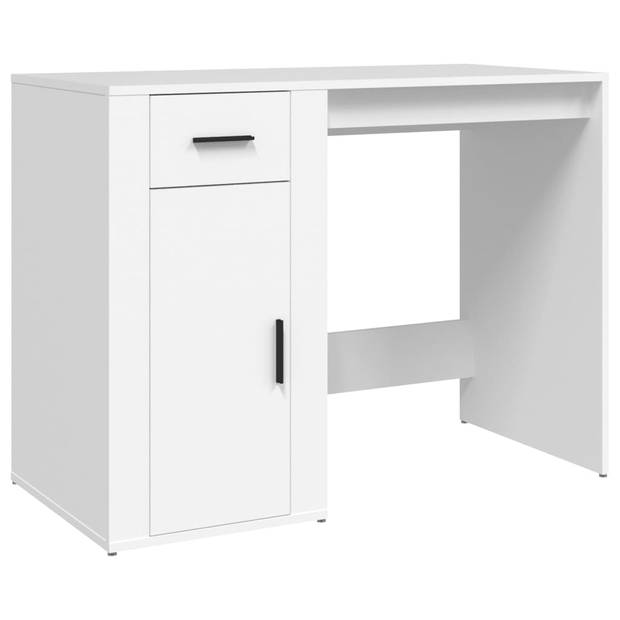 The Living Store Bureau Bureau - 100 x 49 x 75 cm - Wit - bewerkt hout