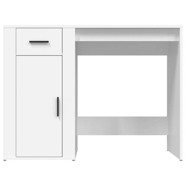 The Living Store Bureau Bureau - 100 x 49 x 75 cm - Wit - bewerkt hout