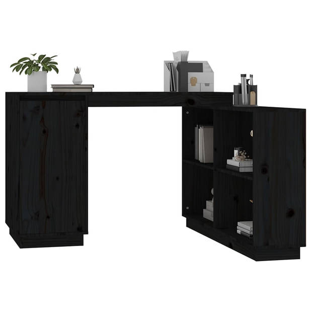 The Living Store Bureau kast - Massief Grenenhout - 110x50x75 cm - Zwart