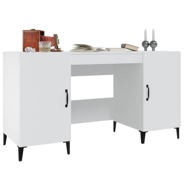 The Living Store Bureau Industrial White - 140 x 50 x 75 cm - Hoge Kwaliteit Hout en Metaal