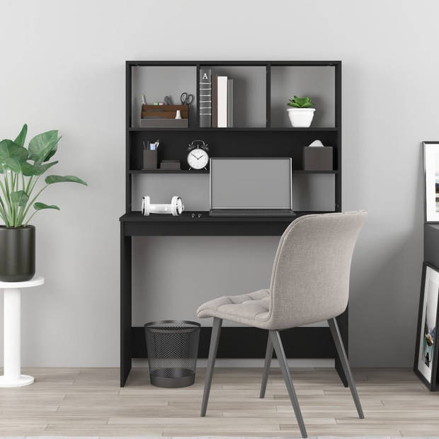 The Living Store Bureau Met Schappen - Zwart - 102x45x148 cm - Duurzaam materiaal