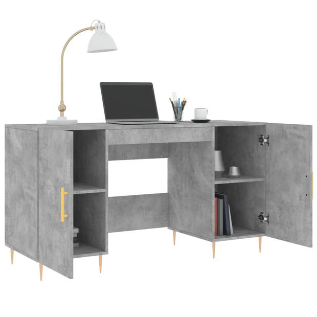 The Living Store Bureau - Betongrijs - 140 x 50 x 75 cm - Duurzaam hout en ijzer