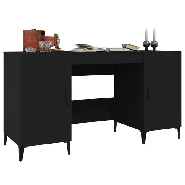 The Living Store Bureau Industrieel - 140 x 50 x 75 cm - Zwart