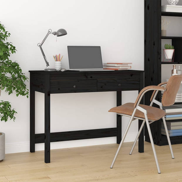 The Living Store Bureau Grenenhouten Bureau - 100 x 50 x 78 cm - Zwart