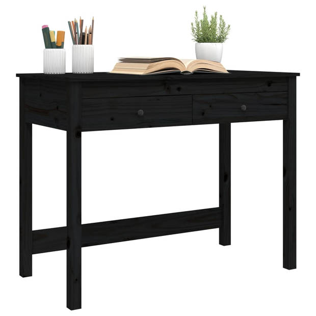 The Living Store Bureau Grenenhouten Bureau - 100 x 50 x 78 cm - Zwart