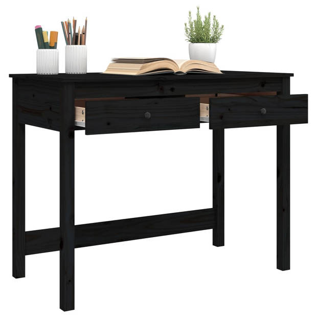 The Living Store Bureau Grenenhouten Bureau - 100 x 50 x 78 cm - Zwart