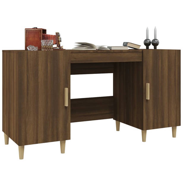 The Living Store Bureau Bruineiken - Computerbureau 140x50x75 cm - Stevig en praktisch