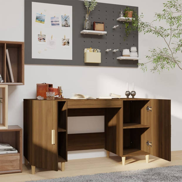 The Living Store Bureau Bruineiken - Computerbureau 140x50x75 cm - Stevig en praktisch