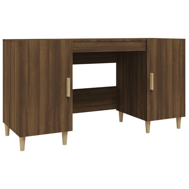 The Living Store Bureau Bruineiken - Computerbureau 140x50x75 cm - Stevig en praktisch