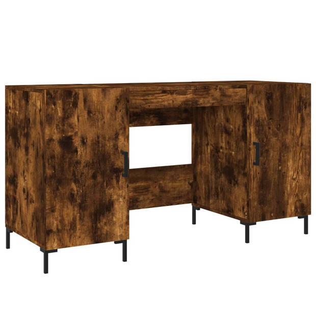 The Living Store Bureau Smoked Oak Wood - 140 x 50 x 75 cm - Durable - Practical