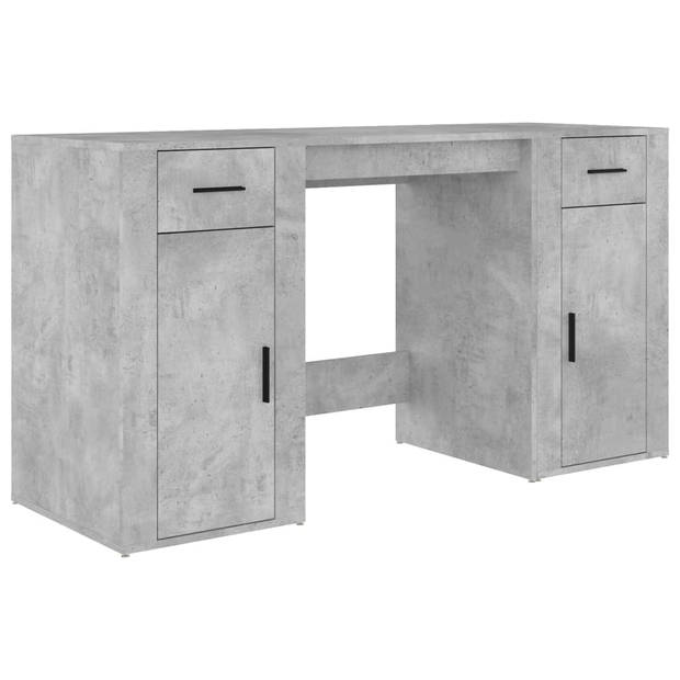 The Living Store Bureau met Kast - Betongrijs - 100x49x75 cm - Duurzaam bewerkt hout