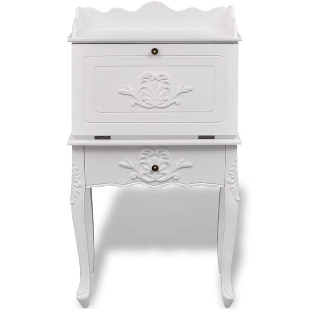 The Living Store Secretaire - Franse antieke stijl - MDF en grenenhout - wit - 60 x 36.4 x 111 cm