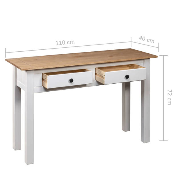 vidaXL Wandtafel Panama Range 110x40x72 cm massief grenenhout wit