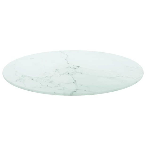 The Living Store Gehard Glas Tafelblad - 50 x 0.8 cm - Wit - Marmeren Design