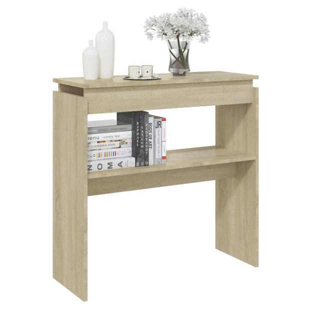 The Living Store Consoletafel Spaanplaat - 80x30x80cm - Sonoma eiken