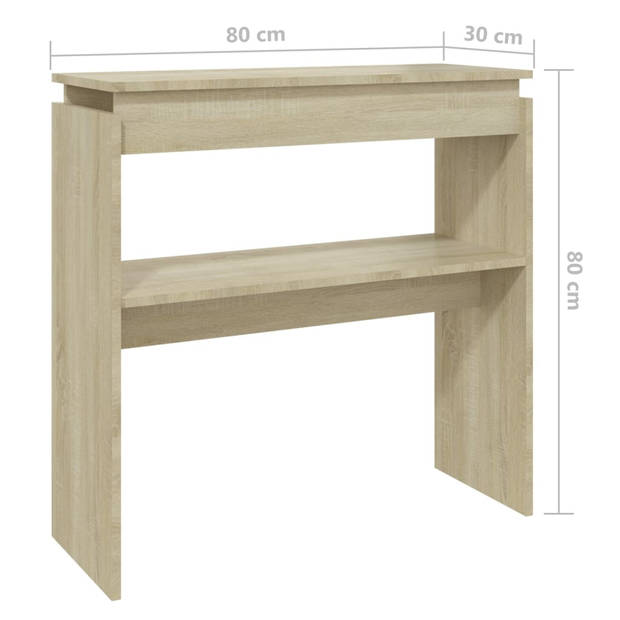 The Living Store Consoletafel Spaanplaat - 80x30x80cm - Sonoma eiken