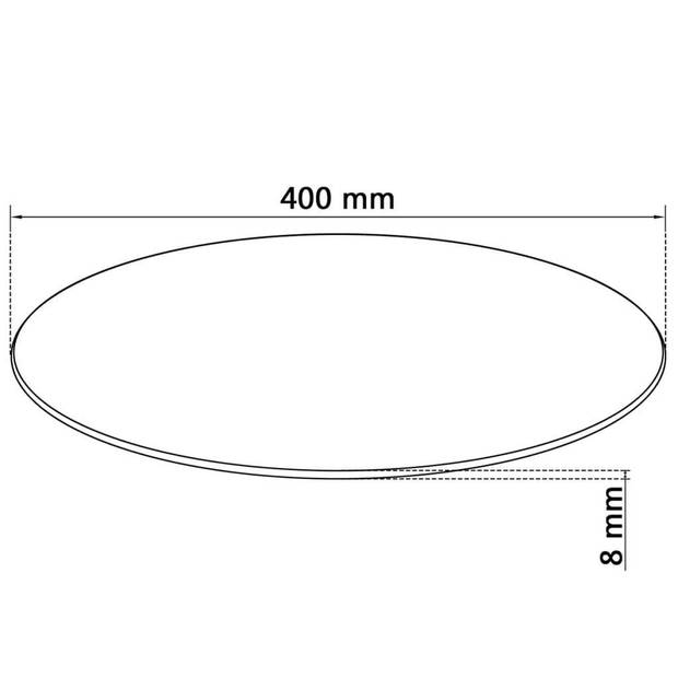 The Living Store Tafelblad - Gehard glas - 400 mm diameter - 8 mm dik - Zwart