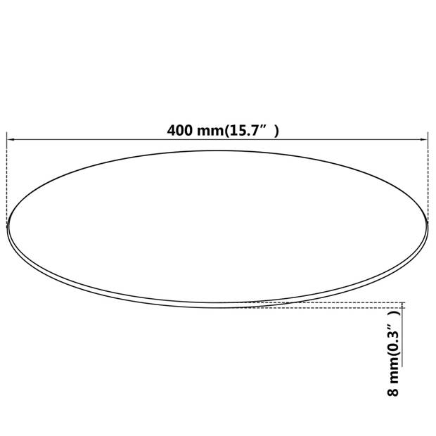 The Living Store Tafelblad - Gehard glas - 400 mm diameter - 8 mm dik - Zwart