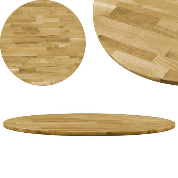 The Living Store Eikenhouten Tafelblad - 500mm diameter - Natuurlijke houtkleur