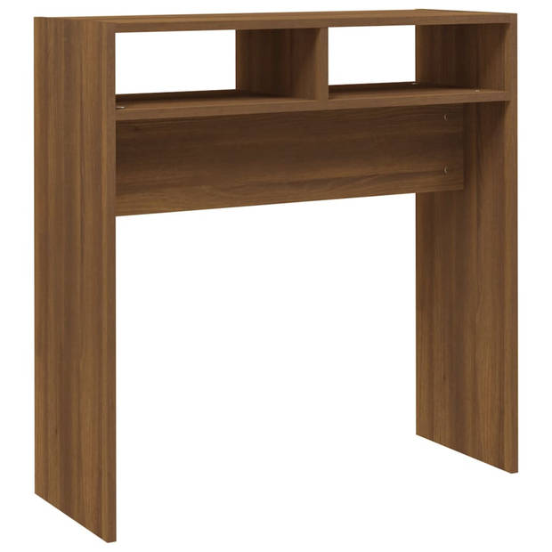 The Living Store Consoletafel - Bruineiken - 78 x 30 x 80 cm - Bewerkt hout