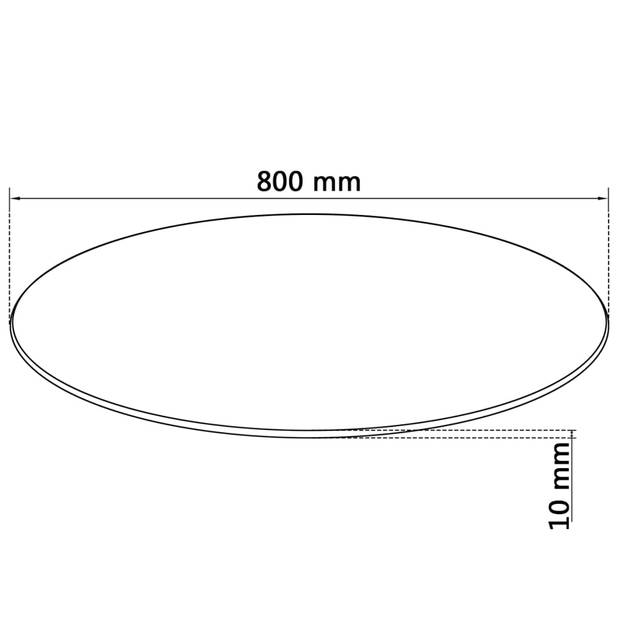 The Living Store Gehard glas Tafelblad - 800mm Diameter - Transparant