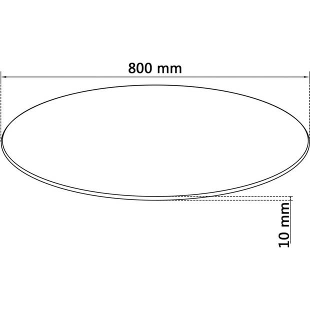 The Living Store Gehard glas Tafelblad - 800mm Diameter - Transparant