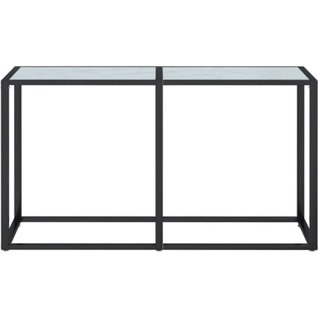 The Living Store Wandtafel Marmer - 140 x 35 x 75.5 cm - Gehard glas - gepoedercoat staal