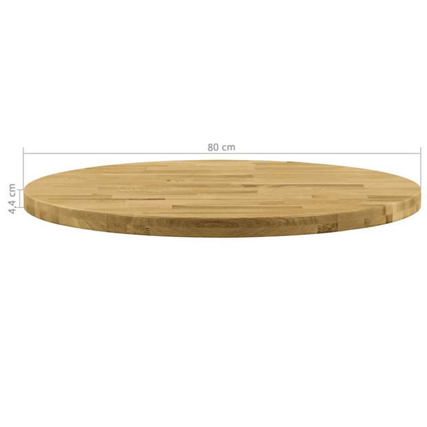 The Living Store Houten Tafelblad - Diameter 800 mm - Massief Eikenhout - Natuurlijke Houtkleur