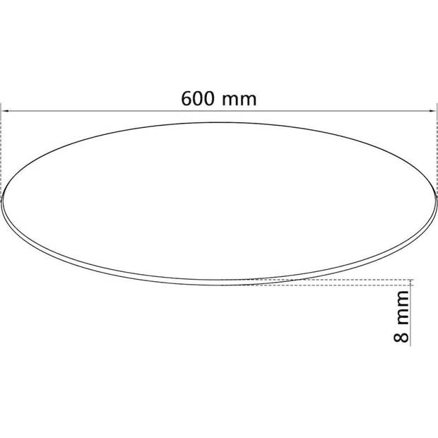 The Living Store Tafelblad Gehard Glas - 600mm Diameter - 8mm Dikte - Zwart