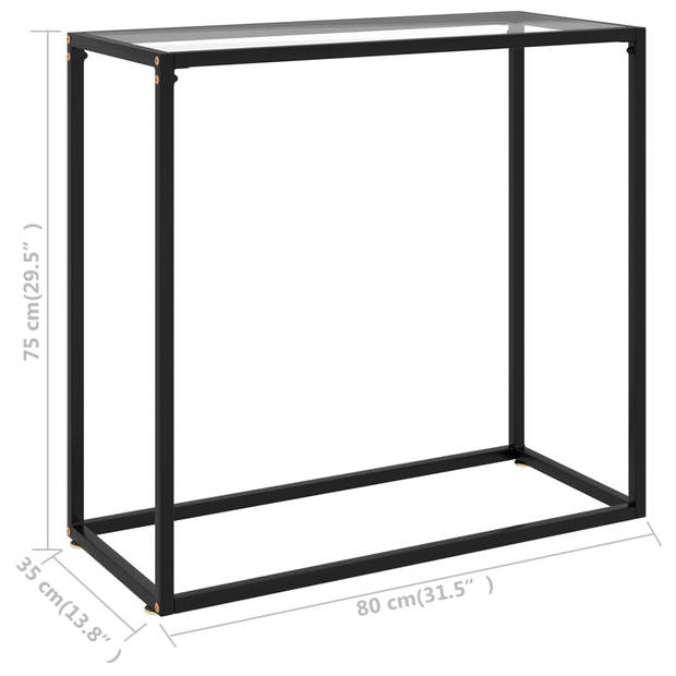 vidaXL Wandtafel 80x35x75 cm gehard glas transparant