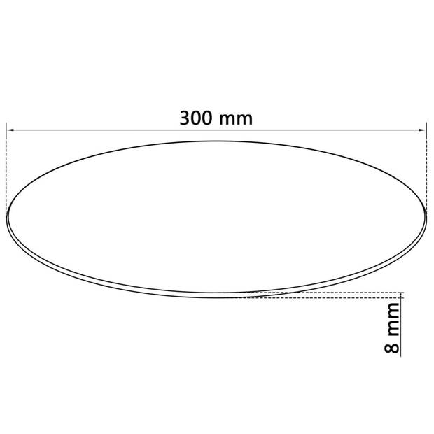 The Living Store Tafelblad - Gehard Glas - 300 mm Diameter - 8 mm Dikte - Zwart