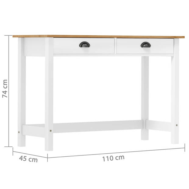 vidaXL Wandtafel Hill 2 lades 110x45x74 cm massief grenenhout