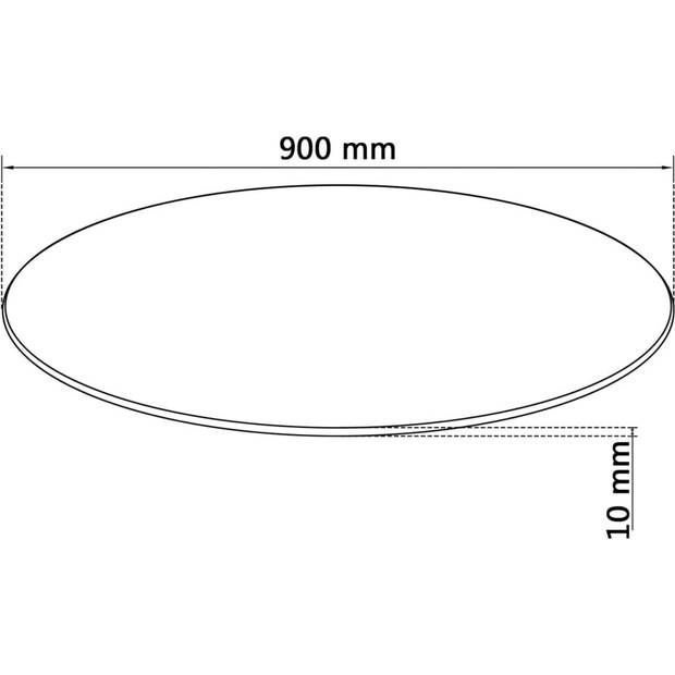 The Living Store Tafelblad Gehard Glas - 900 mm Diameter - 10 mm Dikte - Zwart