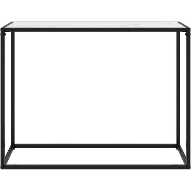 The Living Store Wandtafel Zwart - 100 x 35 x 75 cm - Gehard glas - gepoedercoat staal
