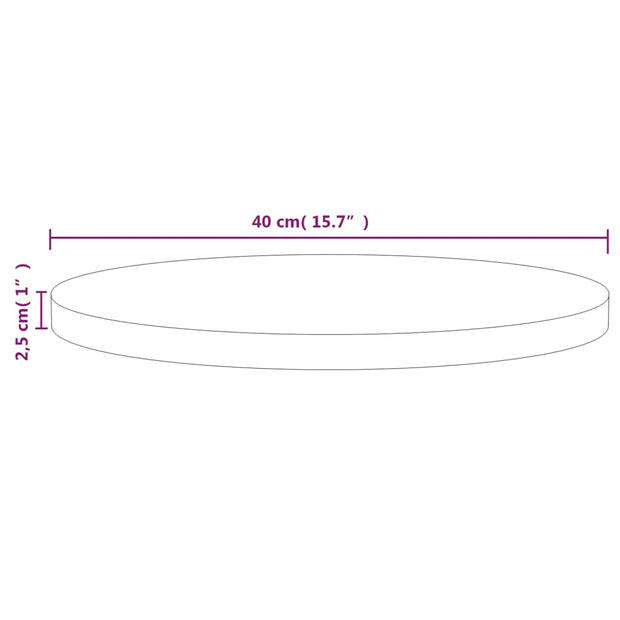 The Living Store Tafelblad - Grenenhout - Wit - 40 x 2.5 cm ø