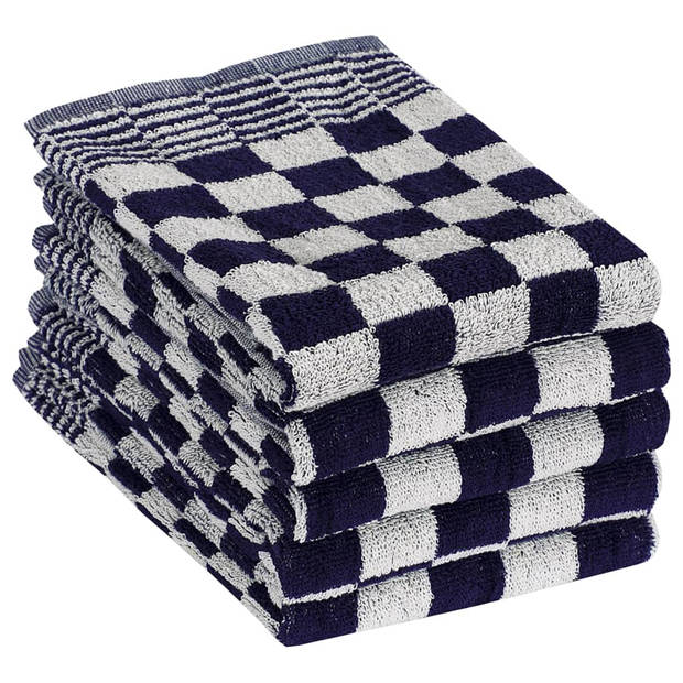 The Living Store Keukendoeken - Set van 10 - Blauw en wit - 100% katoen - 5x theedoek (50x70 cm) + 5x handdoek (50x50