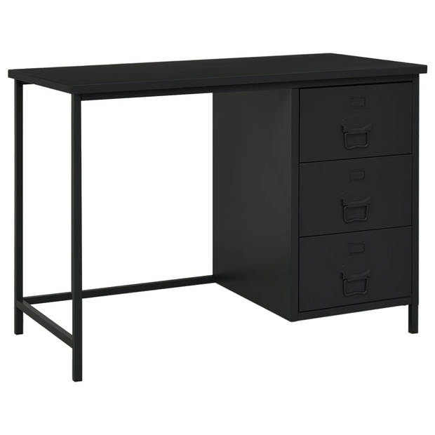 The Living Store Bureau Industriële Stijl - 105 x 52 x 75 cm - 3 Lades - Zwart