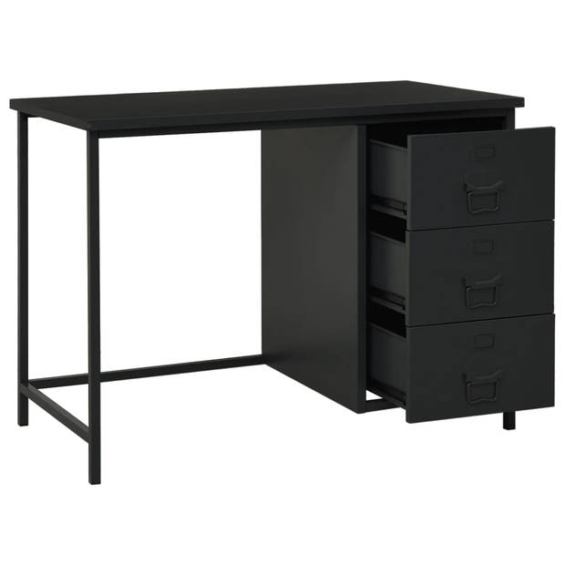 The Living Store Bureau Industriële Stijl - 105 x 52 x 75 cm - 3 Lades - Zwart