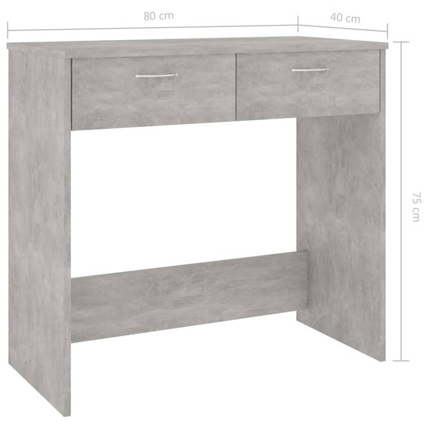 "The Living Store Bureau Betongrijs 80x40x75cm Met 2 lades"