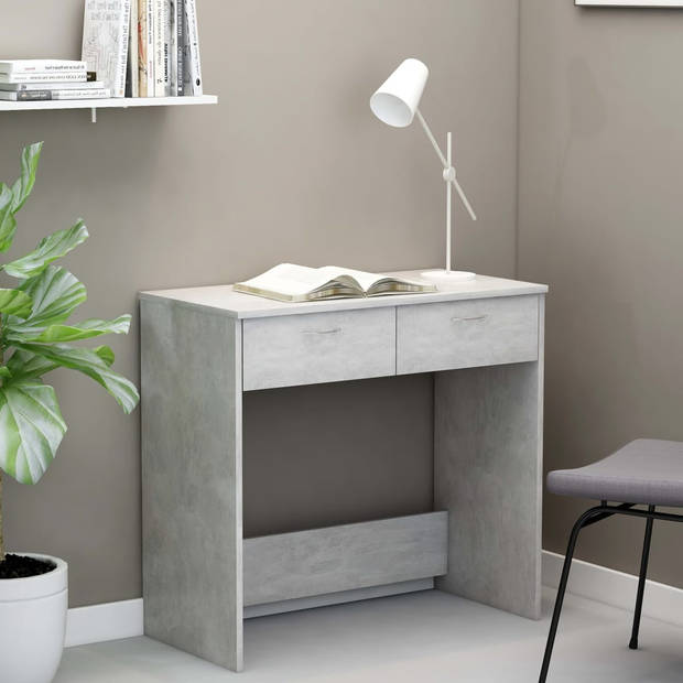 "The Living Store Bureau Betongrijs 80x40x75cm Met 2 lades"