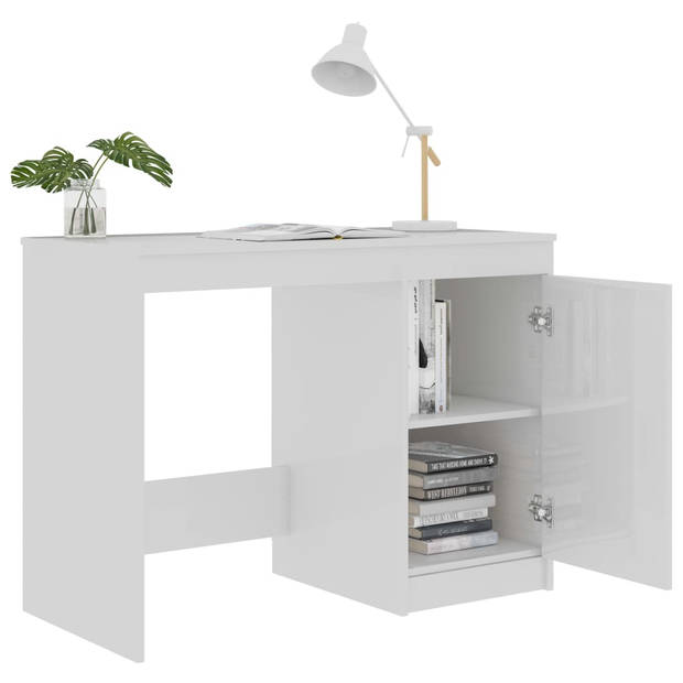 The Living Store Bureau Studio - Hoogglans wit - 100 x 50 x 76 cm - Bewerkt hout