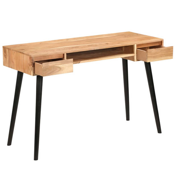 The Living Store Houten Schrijftafel - Massief Acaciahout - 118 x 45 x 76 cm - 2 lades en 1 schap