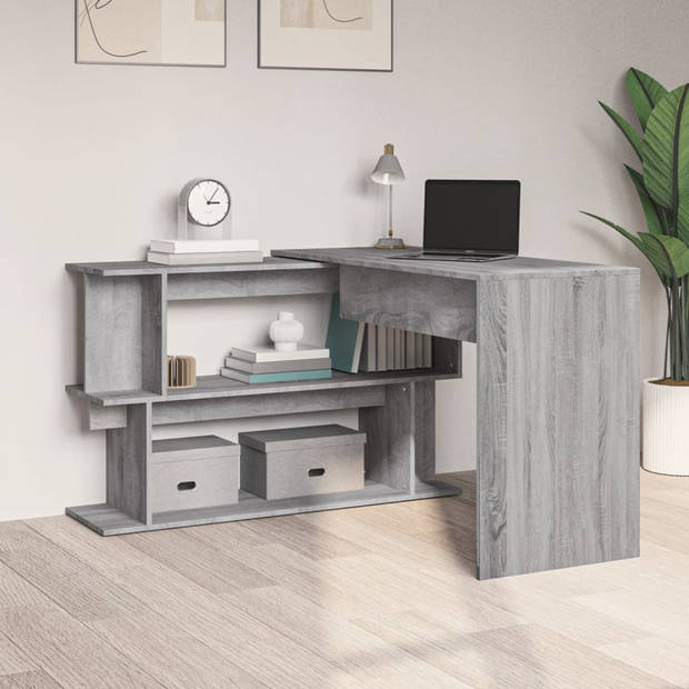 The Living Store Bureau - Strak en Modern - Bewerkt Hout - 200x50x76 cm - Grijs Sonoma Eiken