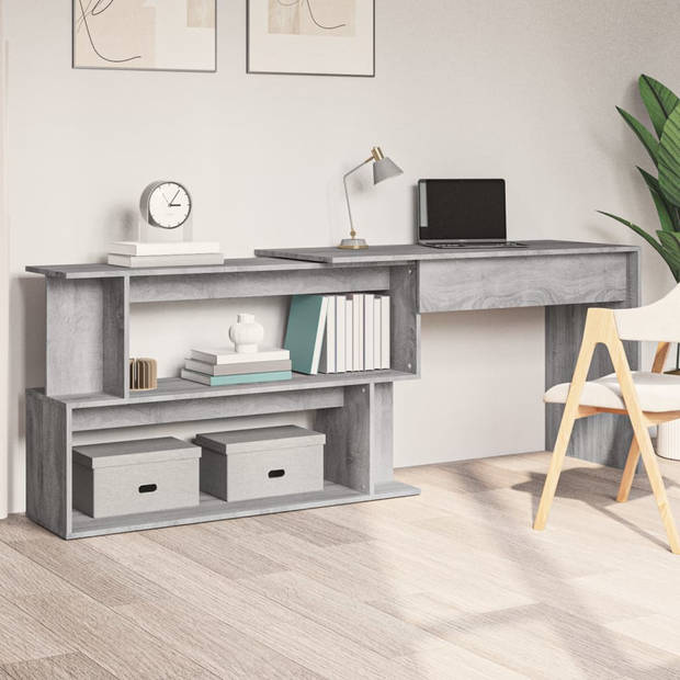 The Living Store Bureau - Strak en Modern - Bewerkt Hout - 200x50x76 cm - Grijs Sonoma Eiken