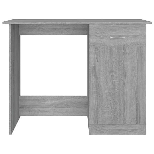 The Living Store Bureau Schrijftafel - Grijs Sonoma Eiken - 100x50x76 cm - Met lade en deur