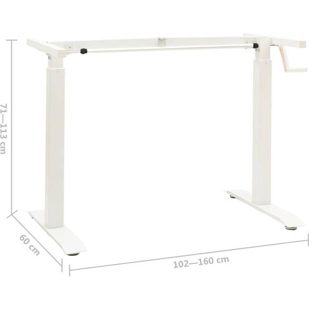 The Living Store Bureauframe - Handmatig verstelbaar - Verstelbare breedte- 102-160 cm - Verstelbare hoogte- 71-113 cm