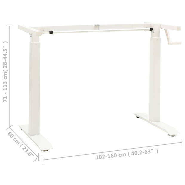 The Living Store Bureauframe - Handmatig verstelbaar - Verstelbare breedte- 102-160 cm - Verstelbare hoogte- 71-113 cm