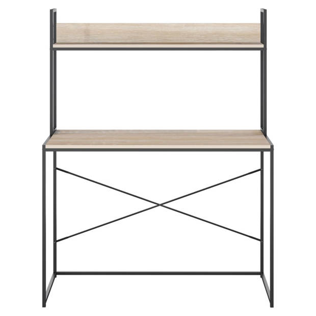 The Living Store Bureau Industriële Stijl - 110 x 60 x 138 cm - Zwart/Eiken