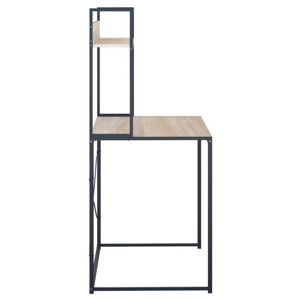 The Living Store Bureau Industriële Stijl - 110 x 60 x 138 cm - Zwart/Eiken